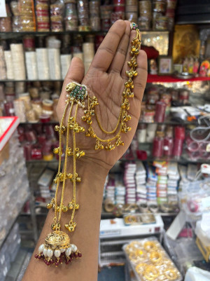 Elephant Kashmiri Jhumka With Back Hair Chain