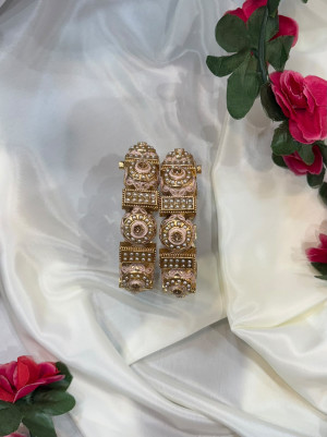 Heritage Gold Baby Pink Bangles