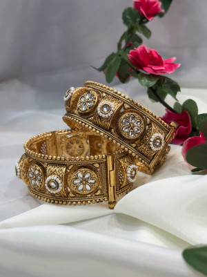 Polki Kundan Gold Kada (Openable)